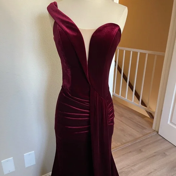 Velvet Burgundy Evening Gown